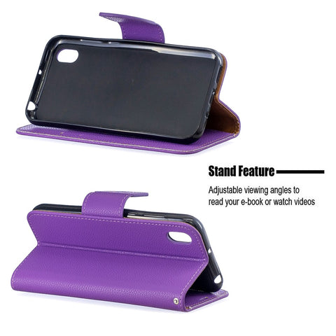 Litchi Skin Leather Wallet Case for Huawei Y5 (2019) / Honor 8S