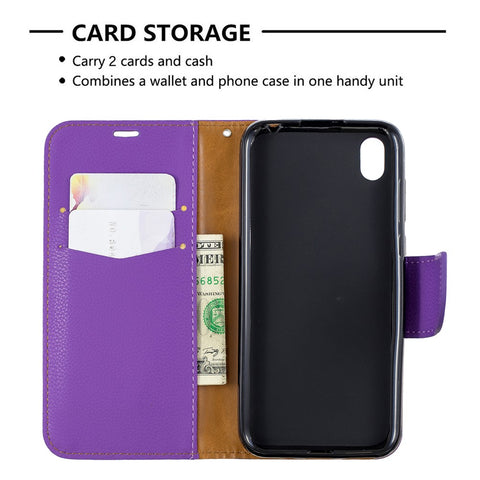 Litchi Skin Leather Wallet Case for Huawei Y5 (2019) / Honor 8S