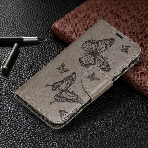 Imprint Butterfly Leather Wallet Case for Huawei Y5 (2019) / Honor 8S