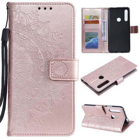 Imprint Flower Leather Wallet Case for Huawei Honor 9X (Global)/P Smart Z / Y9 Prime 2019/ Enjoy 10 Plus