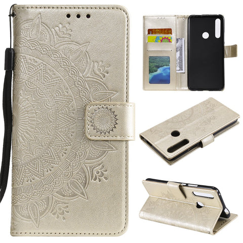 Imprint Flower Leather Wallet Case for Huawei Honor 9X (Global)/P Smart Z / Y9 Prime 2019/ Enjoy 10 Plus