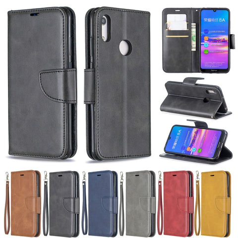 PU Leather Phone Case for Huawei Y6 (2019, with Fingerprint Sensor)/Y6 Prime (2019)/Honor 8A
