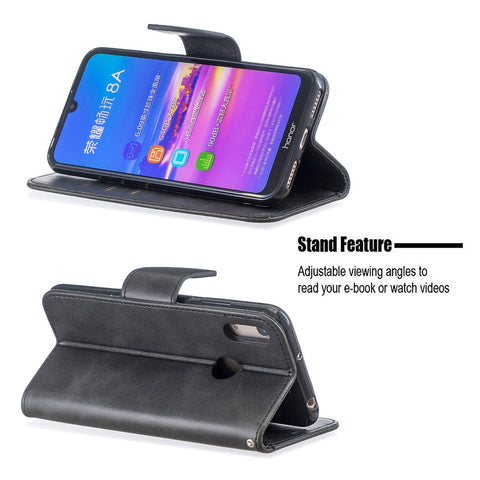 PU Leather Phone Case for Huawei Y6 (2019, with Fingerprint Sensor)/Y6 Prime (2019)/Honor 8A