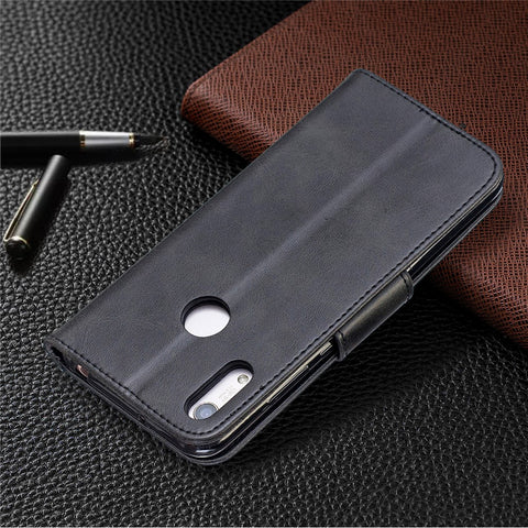 PU Leather Phone Case for Huawei Y6 (2019, with Fingerprint Sensor)/Y6 Prime (2019)/Honor 8A