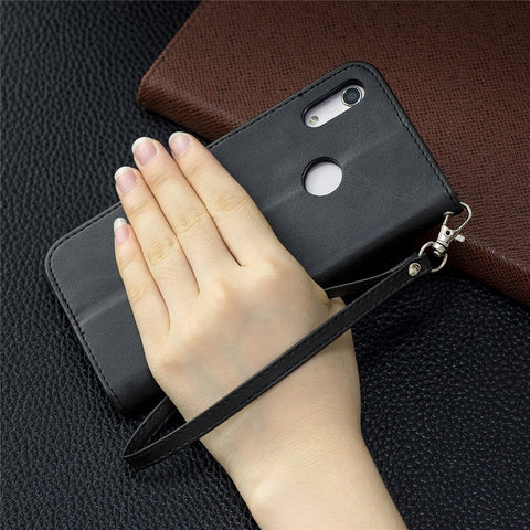 PU Leather Phone Case for Huawei Y6 (2019, with Fingerprint Sensor)/Y6 Prime (2019)/Honor 8A