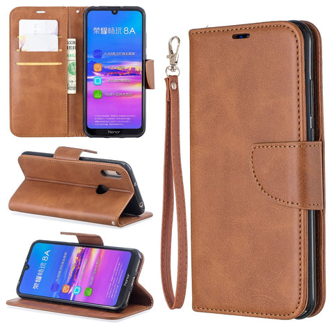 PU Leather Phone Case for Huawei Y6 (2019, with Fingerprint Sensor)/Y6 Prime (2019)/Honor 8A