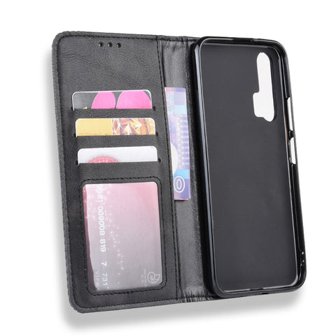 Auto-absorbed Vintage Leather Wallet Phone Cover for Huawei Honor 20 Pro