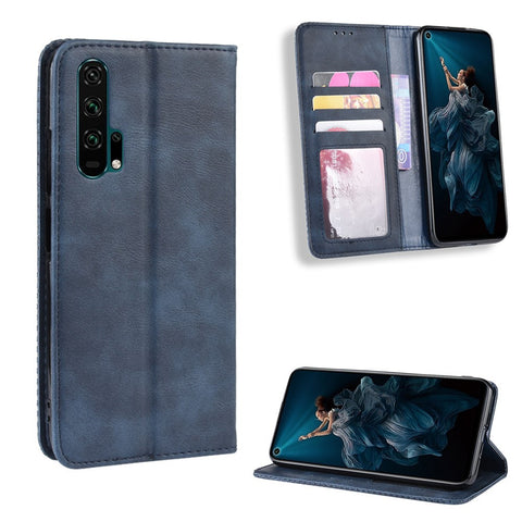 Auto-absorbed Vintage Leather Wallet Phone Cover for Huawei Honor 20 Pro
