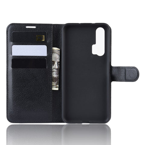 Litchi Skin Wallet Leather Stand Phone Shell for Huawei Honor 20 Pro