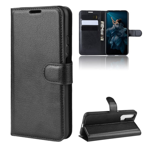 Litchi Skin Wallet Leather Stand Phone Shell for Huawei Honor 20 Pro
