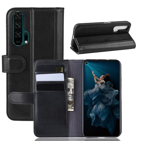 For Huawei Honor 20 Pro Phone Cases Genuine Split Leather Wallet Mobile Cover Stand