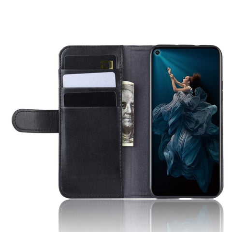 For Huawei Honor 20 Pro Phone Cases Genuine Split Leather Wallet Mobile Cover Stand