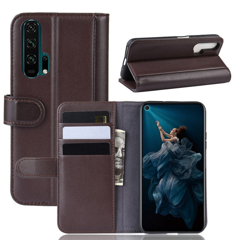 For Huawei Honor 20 Pro Phone Cases Genuine Split Leather Wallet Mobile Cover Stand