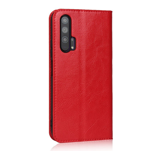 Crazy Horse Genuine Leather Wallet Stand Casing for Huawei Honor 20 Pro