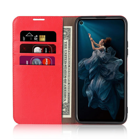 Crazy Horse Genuine Leather Wallet Stand Casing for Huawei Honor 20 Pro