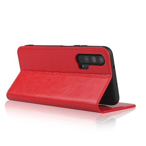 Crazy Horse Genuine Leather Wallet Stand Casing for Huawei Honor 20 Pro