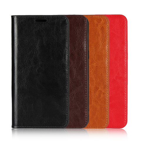 Crazy Horse Genuine Leather Wallet Stand Casing for Huawei Honor 20 Pro