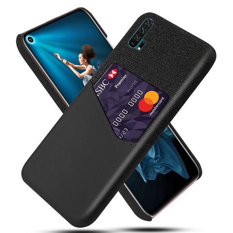 Card Slot PC + PU Leather + Cloth Hybrid Phone Cover for Huawei Honor 20 Pro