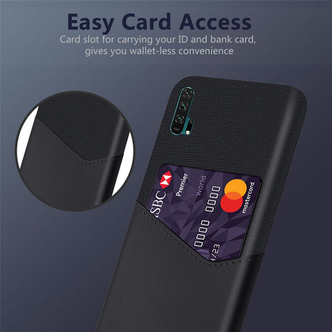 Card Slot PC + PU Leather + Cloth Hybrid Phone Cover for Huawei Honor 20 Pro