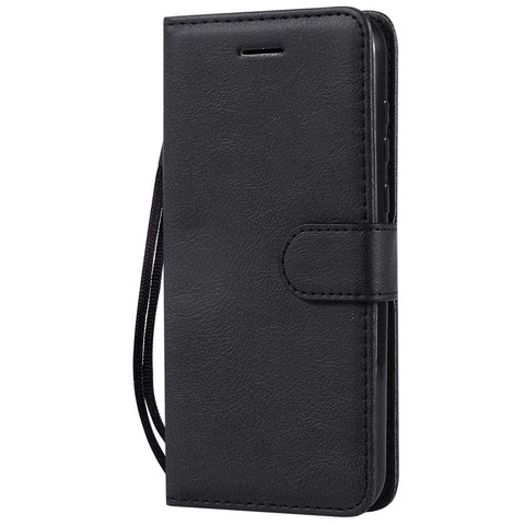 For Huawei Y5 (2019) / Honor 8S Case Solid Color Leather Mobile Cover Wallet Stand with Strap