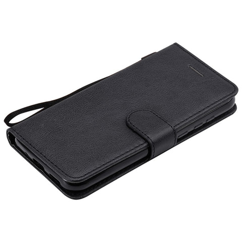 For Huawei Y5 (2019) / Honor 8S Case Solid Color Leather Mobile Cover Wallet Stand with Strap