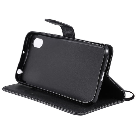 For Huawei Y5 (2019) / Honor 8S Case Solid Color Leather Mobile Cover Wallet Stand with Strap