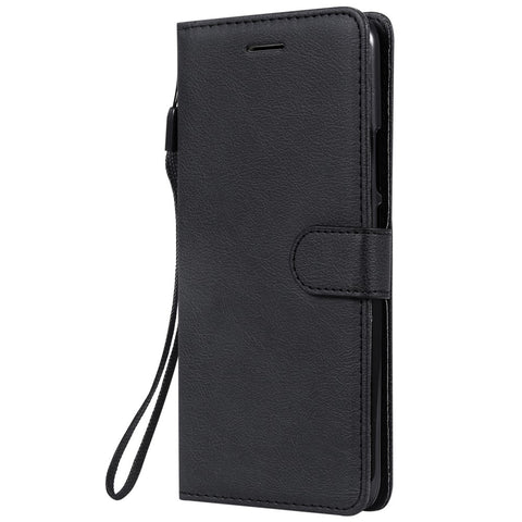 For Huawei Honor 9X (Global) /  P Smart Z / Y9 Prime 2019 / Enjoy 10 Plus Case Solid Color Leather Mobile Cover Wallet Stand with Strap