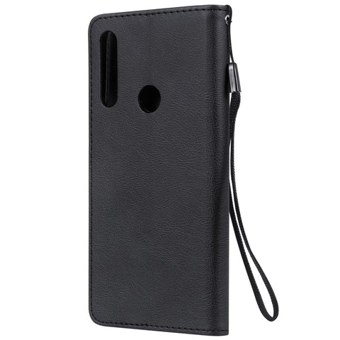 For Huawei Honor 9X (Global) /  P Smart Z / Y9 Prime 2019 / Enjoy 10 Plus Case Solid Color Leather Mobile Cover Wallet Stand with Strap