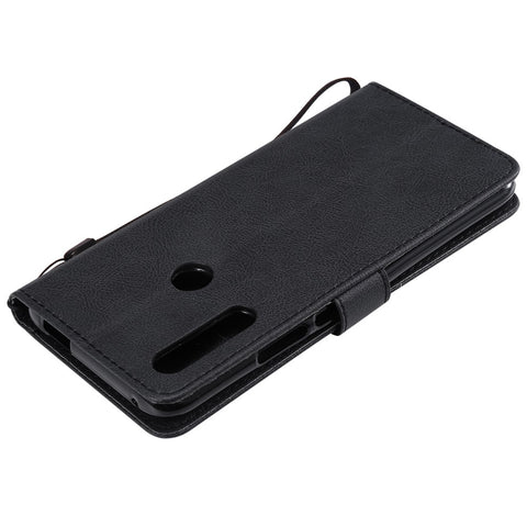 For Huawei Honor 9X (Global) /  P Smart Z / Y9 Prime 2019 / Enjoy 10 Plus Case Solid Color Leather Mobile Cover Wallet Stand with Strap