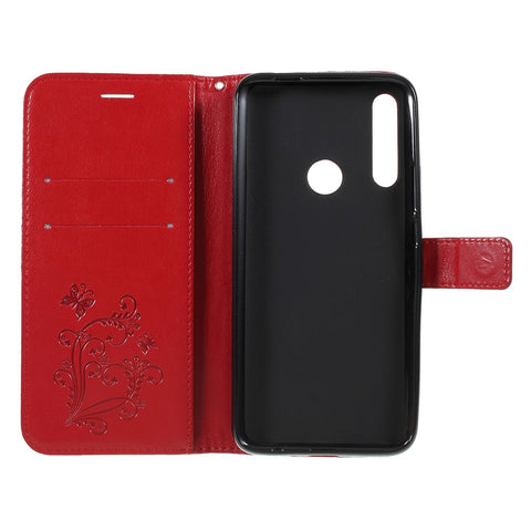 For Huawei Honor 9X (Global) / P Smart Z / Y9 Prime 2019 / Enjoy 10 Plus Wallet Case Floral Butterfly Imprinted Leather Phone Cover Stand