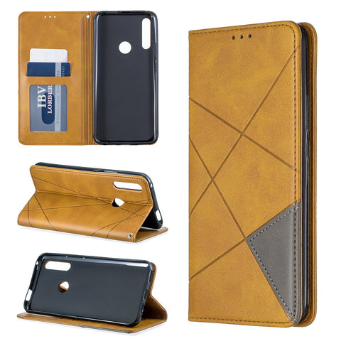Geometric Pattern Leather Card Holder Protective Case for Huawei Honor 9X (Global) /  P Smart Z / Y9 Prime 2019 / Enjoy 10 Plus