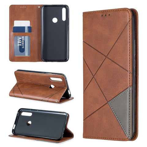 Geometric Pattern Leather Card Holder Protective Case for Huawei Honor 9X (Global) /  P Smart Z / Y9 Prime 2019 / Enjoy 10 Plus