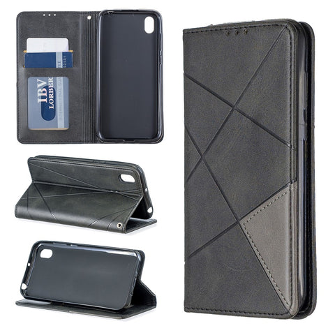 Geometric Pattern Leather Card Holder Case for Huawei Y5 (2019) / Honor 8S