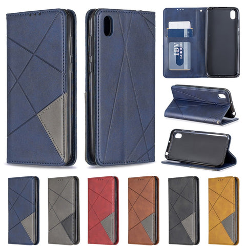 Geometric Pattern Leather Card Holder Case for Huawei Y5 (2019) / Honor 8S