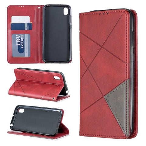 Geometric Pattern Leather Card Holder Case for Huawei Y5 (2019) / Honor 8S