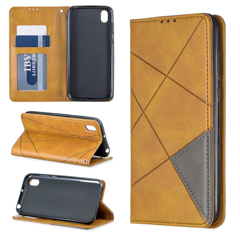 Geometric Pattern Leather Card Holder Case for Huawei Y5 (2019) / Honor 8S