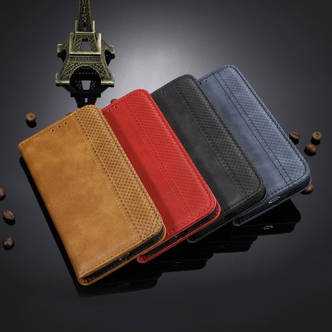 Vintage Style Leather Wallet Phone Shell for Huawei Honor 9X (For China)/9X Pro