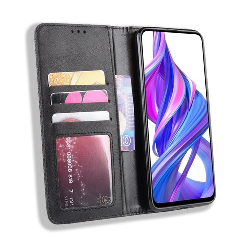 Vintage Style Leather Wallet Phone Shell for Huawei Honor 9X (For China)/9X Pro