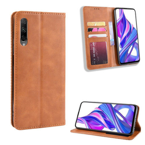Vintage Style Leather Wallet Phone Shell for Huawei Honor 9X (For China)/9X Pro