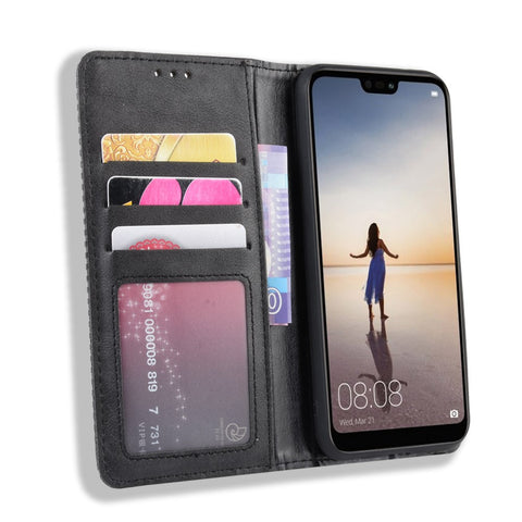 Vintage Style Magnetic Leather Wallet Protective Cell Phone Cover Case for Huawei P20 Lite (2018) / Nova 3e
