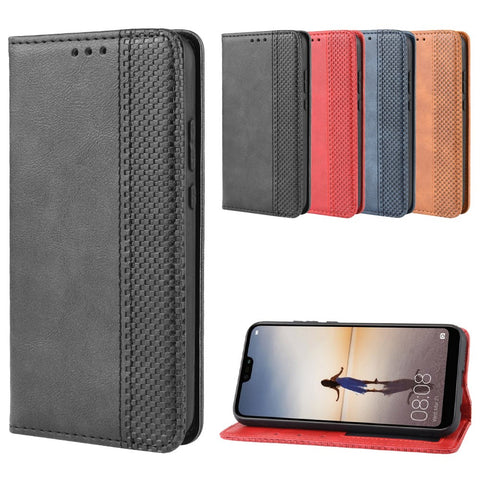 Vintage Style Magnetic Leather Wallet Protective Cell Phone Cover Case for Huawei P20 Lite (2018) / Nova 3e