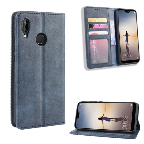 Vintage Style Magnetic Leather Wallet Protective Cell Phone Cover Case for Huawei P20 Lite (2018) / Nova 3e
