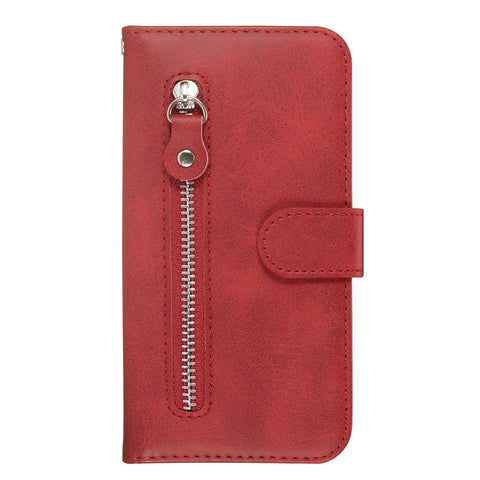 Zipper Pocket Leather Wallet Stand Phone Case for Huawei Y6 (2019, with Fingerprint Sensor)/Y6 Prime (2019)/Honor 8A