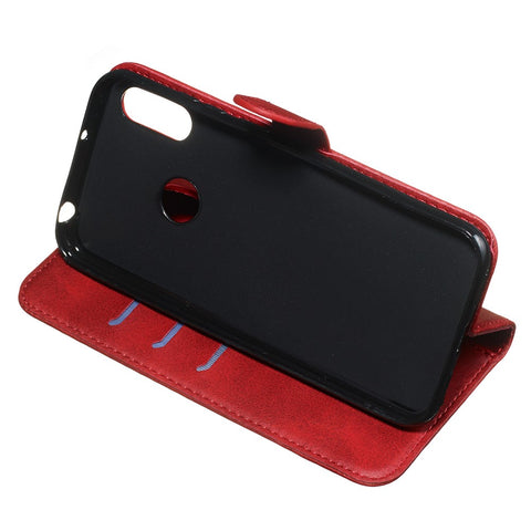 Zipper Pocket Leather Wallet Stand Phone Case for Huawei Y6 (2019, with Fingerprint Sensor)/Y6 Prime (2019)/Honor 8A