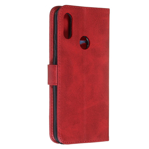 Zipper Pocket Leather Wallet Stand Phone Case for Huawei Y6 (2019, with Fingerprint Sensor)/Y6 Prime (2019)/Honor 8A