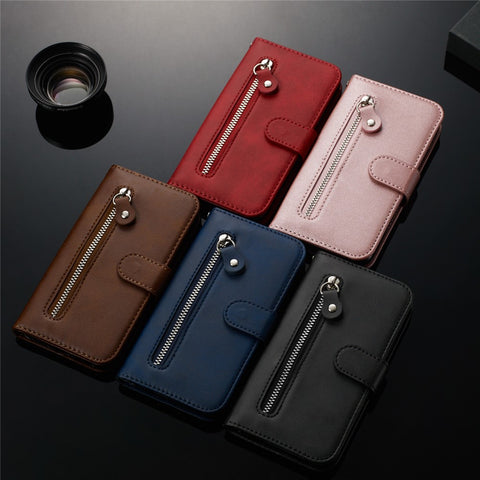 Zipper Wallet Leather Stand Phone Casing for Huawei Y5 (2019) / Honor 8S