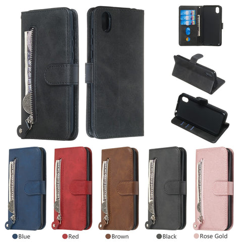 Zipper Wallet Leather Stand Phone Casing for Huawei Y5 (2019) / Honor 8S