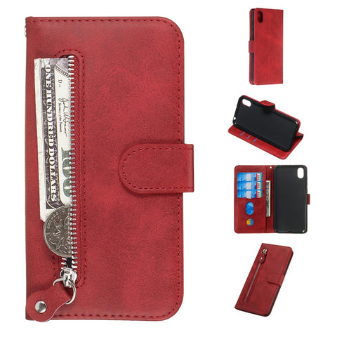 Zipper Wallet Leather Stand Phone Casing for Huawei Y5 (2019) / Honor 8S