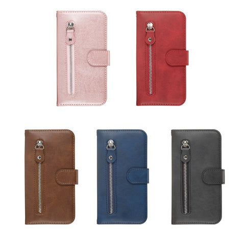 Zipper Pocket Flip Leather Wallet Case for Huawei Honor 9X (Global)/ P Smart Z/Y9 Prime/ Enjoy 10 Plus