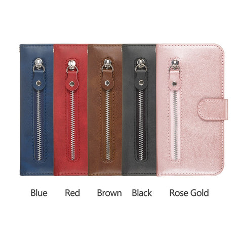 Zipper Pocket Flip Leather Wallet Case for Huawei Honor 9X (Global)/ P Smart Z/Y9 Prime/ Enjoy 10 Plus
